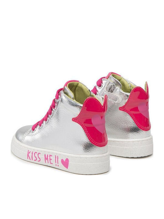 B Plata Kinder Sneakers Hoch Silber