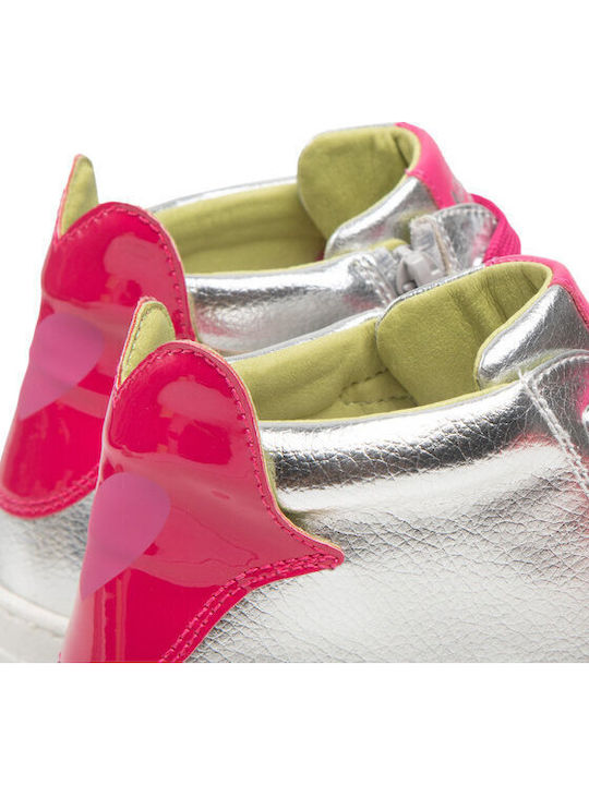 B Plata Kinder Sneakers Hoch Silber