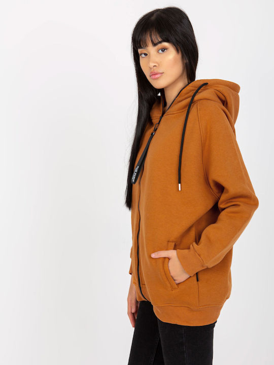 Rue Paris Women's Hooded Cardigan Brown