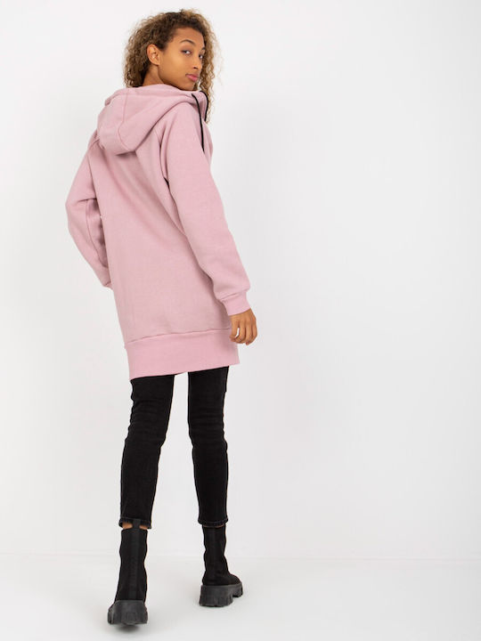 Rue Paris Women's Long Hooded Cardigan Pink