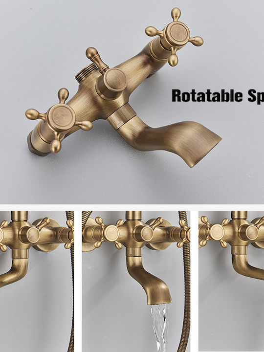 POLY-81-7 Shower Column with Bathtub Mixer Gold