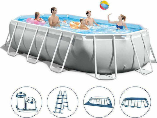 Intex Prism Οβάλ Πισίνα PVC 13365lt με Μεταλλικό Σκελετό 503x274x122εκ. Γκρι