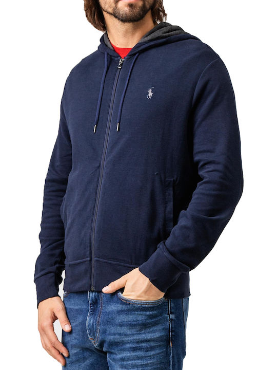 Ralph Lauren Men's Sweatshirt Jacket with Hood and Pockets Navy