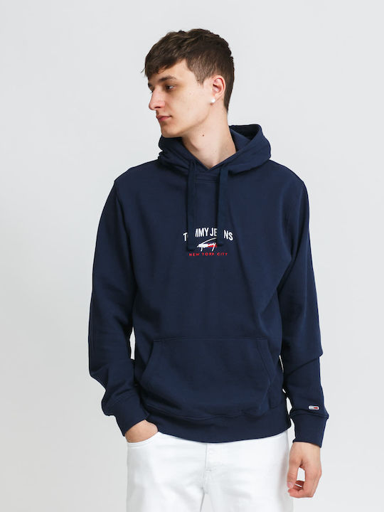 Tommy Hilfiger Ανδρικό Φούτερ με Κουκούλα και Τσέπες Navy Μπλε