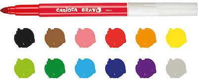 Carioca Bravo Washable Drawing Markers Thick Set 12 Colors (6 Packages)