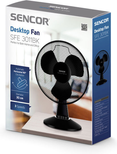 Sencor Επιτραπέζιος Ανεμιστήρας 35W Διαμέτρου 30cm Μαύρος