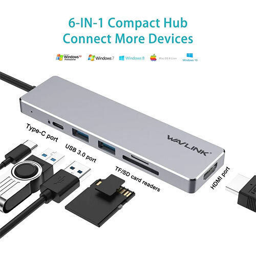 Wavlink USB-C Docking Station με HDMI 4K PD Ασημί (WL-UHP3407)