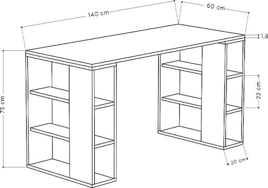Birou Colmar Din Lemn Cu Birou Antracit / Alb 140x60x75cm
