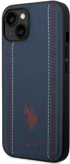 U.S. Polo Assn. Leather Stitch Back Cover Synthetic Leather / Silicone Navy Blue (iPhone 14 Plus)