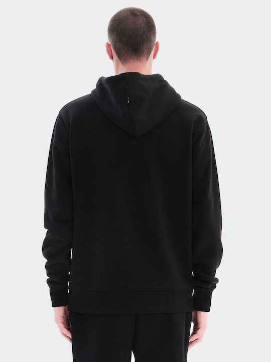 Φούτερ με Κουκούλα Black/White 222.EM20.01-BLACK