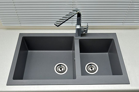 Crown Quadra Q-86 6786 6786-140 Drop-In Мивка Ляв от Синтетичен Гранит Ш86xД50см Moka
