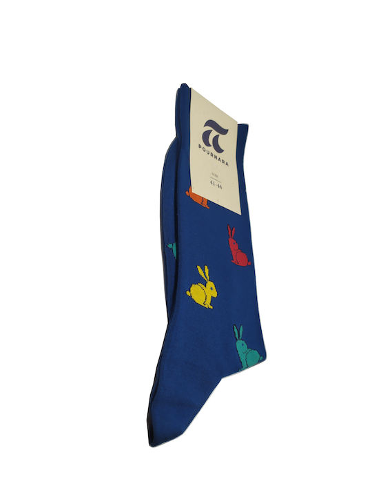 Pournara Men's Patterned Socks Blue