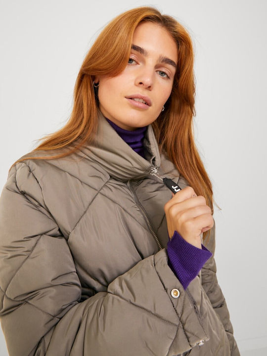 Jack & Jones Kurz Damen Puffer Jacke für Winter Mulch Beige