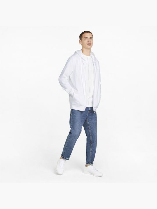 Puma Modern Basics Men's Sweatshirt Jacket with Hood and Pockets White