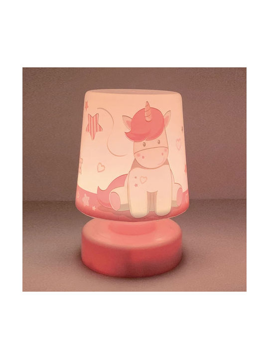 Led Kids Side Table Lamp Unicorn with Colour Changing Function Pink 7.5x7.5x11.5cm