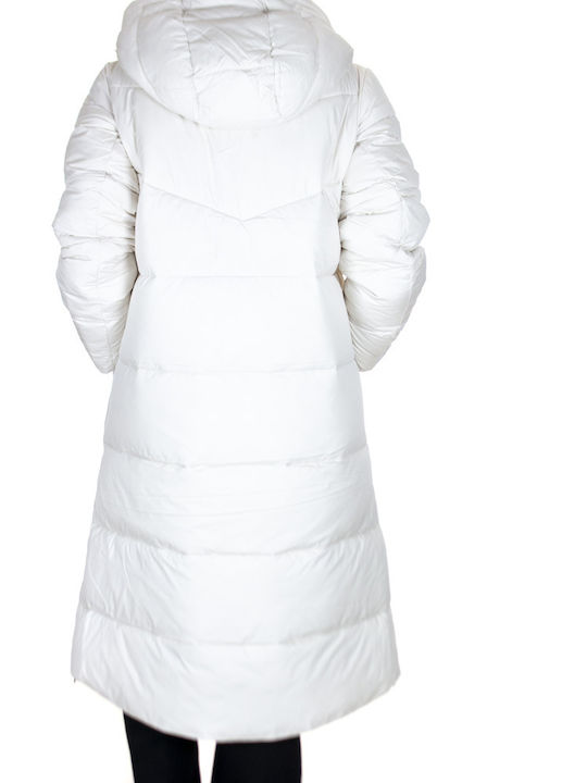 S.Oliver Women's Long Puffer Jacket for Winter with Hood White