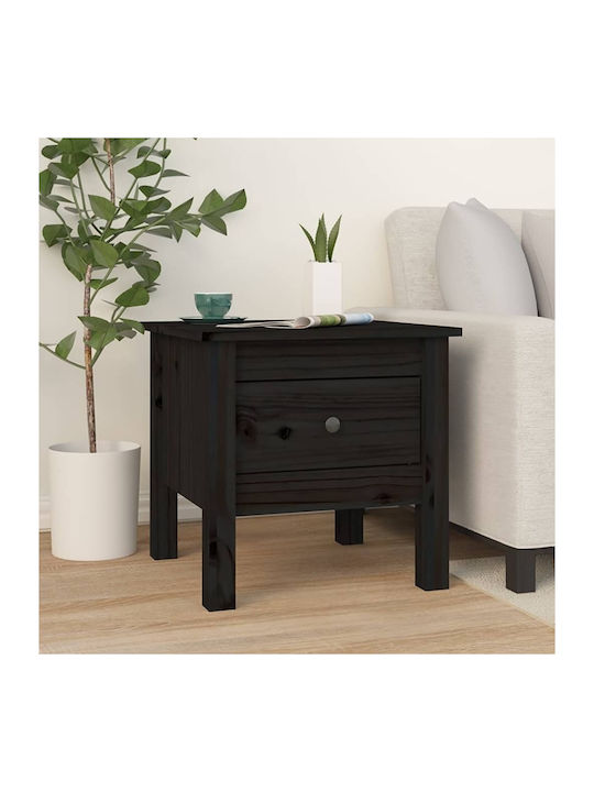 Square Solid Wood Side Table Μαύρο L40xW40xH39cm