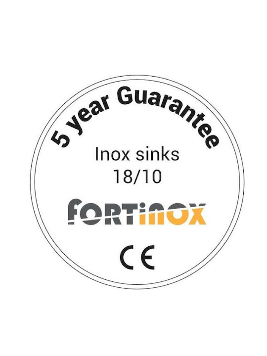 Fortinox Valley 25038 Ένθετος Νεροχύτης Inox Σατινέ Μ38xΠ38cm Ασημί