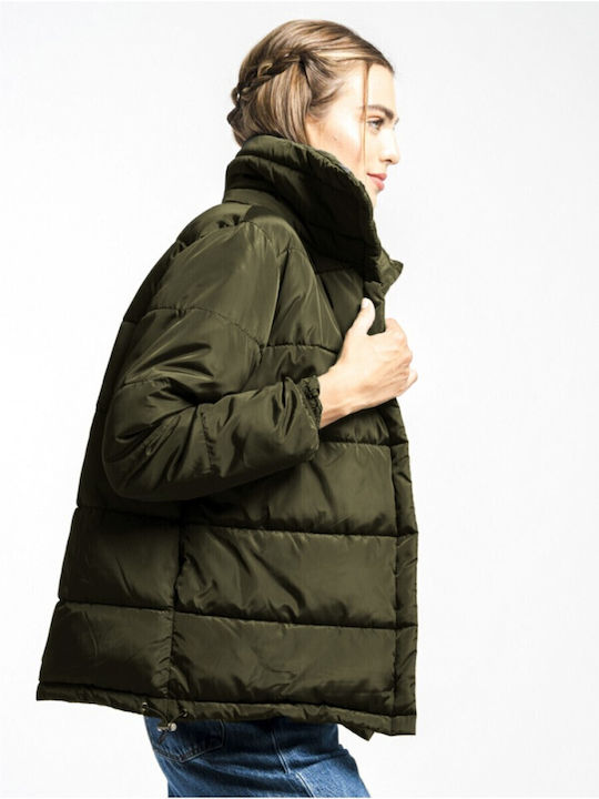 Nadin Kurz Damen Puffer Jacke für Winter Khaki