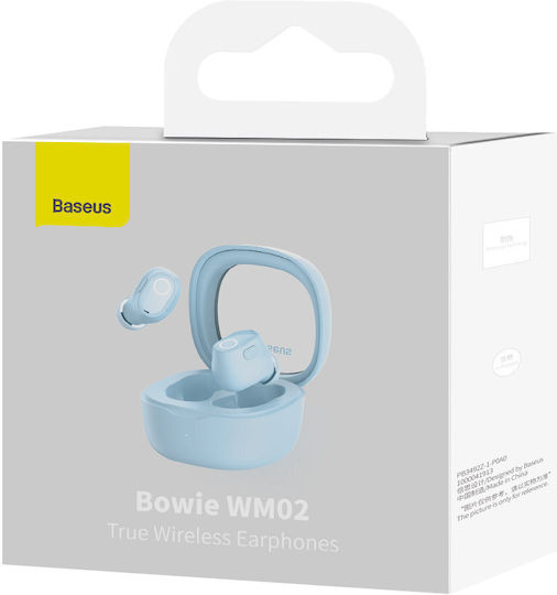 Baseus Bowie WM02 In-ear Bluetooth Handsfree Ακουστικά με Θήκη Φόρτισης Μπλε
