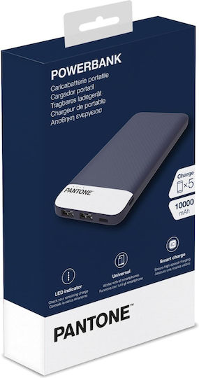 Celly Pantone Power Bank 10000mAh mit 2 USB-A Anschlüssen und USB-C Anschluss Blau