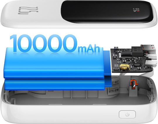 Baseus Qpow Power Bank 10000mAh 22.5W με Θύρα USB-A και Θύρα USB-C Power Delivery / Quick Charge 3.0 Λευκό