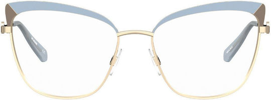 Moschino Metal Eyeglass Frame Cat Eye Gold MOL602 9DU