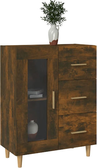 Wall Living Room Display Cabinet made of Particleboard with Glass Brown 69.5x34x90cm