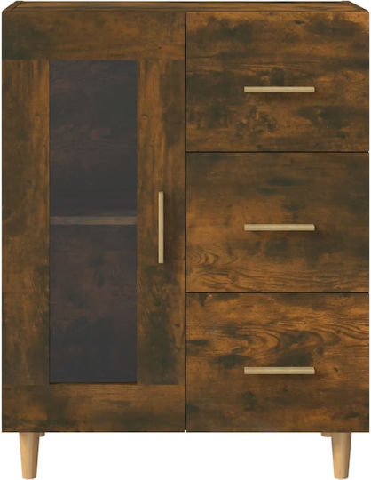 Wall Living Room Display Cabinet made of Particleboard with Glass Brown 69.5x34x90cm