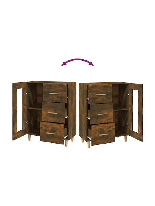Wall Living Room Display Cabinet made of Particleboard with Glass Brown 69.5x34x90cm