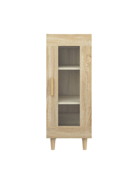 Wall Living Room Display Cabinet made of Particleboard with Glass Beige 34.5x34x90cm