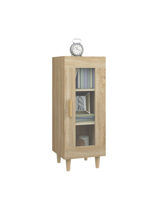 Wall Living Room Display Cabinet made of Particleboard with Glass Beige 34.5x34x90cm