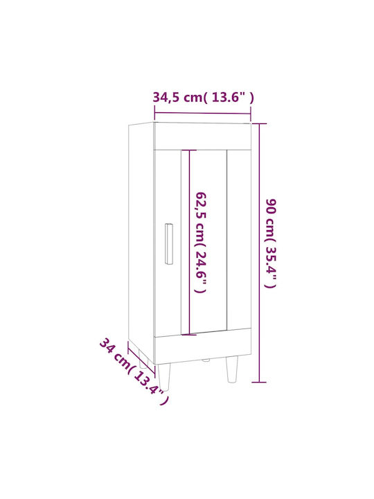 Wall Living Room Display Cabinet made of Particleboard with Glass Beige 34.5x34x90cm