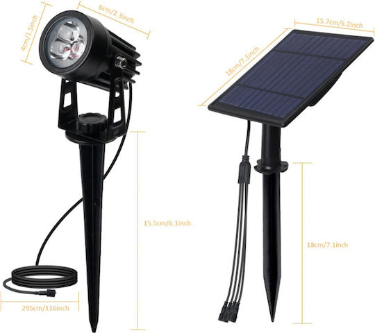 Set 4 Eingesteckte Solarleuchten Warmes Weiß 3000K mit Fotokontakt IP65 4cmx3cmcm
