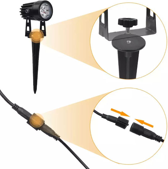 Set 4 Eingesteckte Solarleuchten Warmes Weiß 3000K mit Fotokontakt IP65 4cmx3cmcm