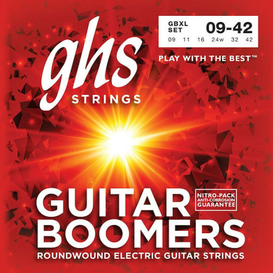 GHS Strings Set of Nickel Plated Steel Strings for Electric Guitar Boomers 6-String Extra Light 9 - 42"