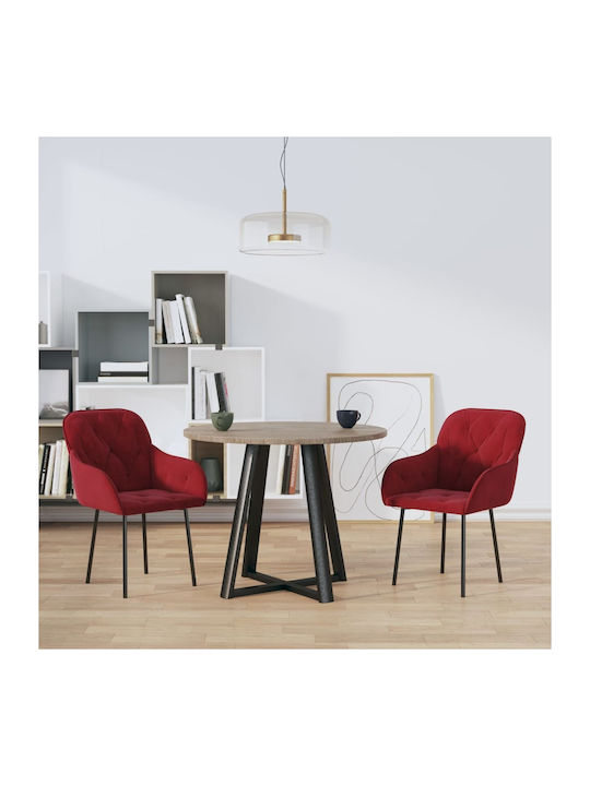 Dining Room Velvet Armchair Μπορντό 57x61x80cm 2pcs