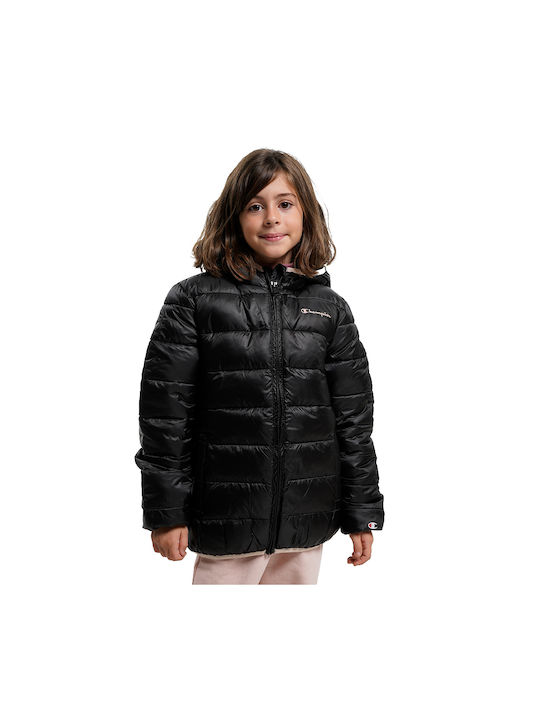 Champion Kinderjacke Kurz mit Kapuze Schwarz