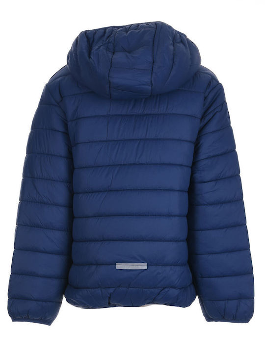 Kids' Quilted Jacket Short with Hood Blue Puffer