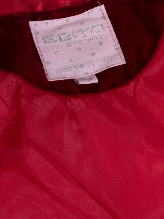 Kids Quilted Short Coat with Hood Burgundy