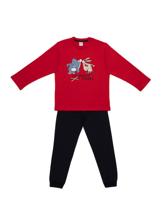 Minerva Set Top & Bottom Kids Winter Cotton Pyjamas Red