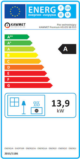 Kawmet Premium Helios S8 Eco Fontă Soba pe lemne 13.9kW Negru