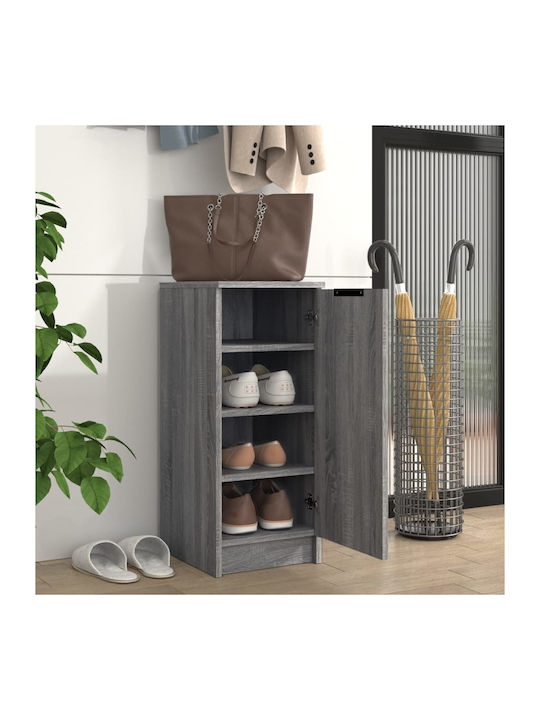 Wooden Shoe Organizer with 4 Shelves Grey 30x35x70cm
