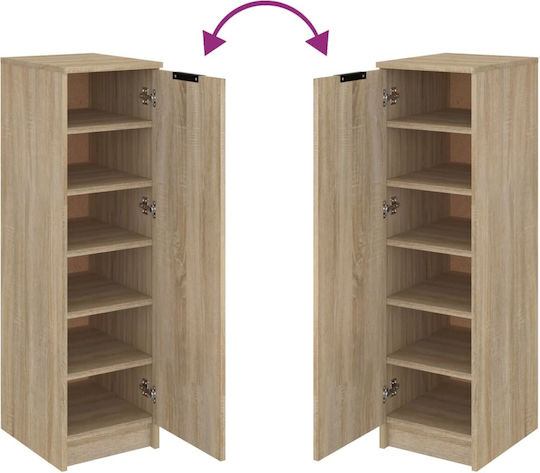 Wooden Shoe Organizer with 6 Shelves Coffee 30x35x100cm