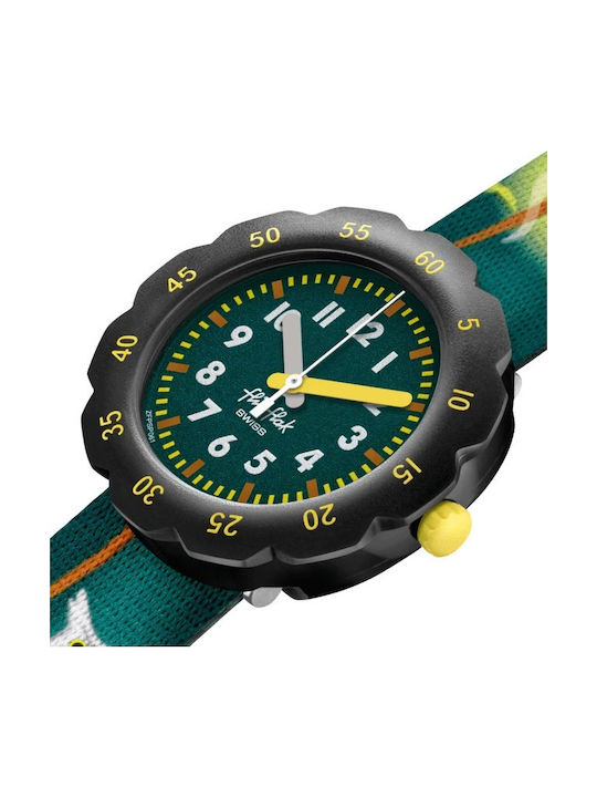 FlikFlak Kids Analog Watch with Fabric Strap Green