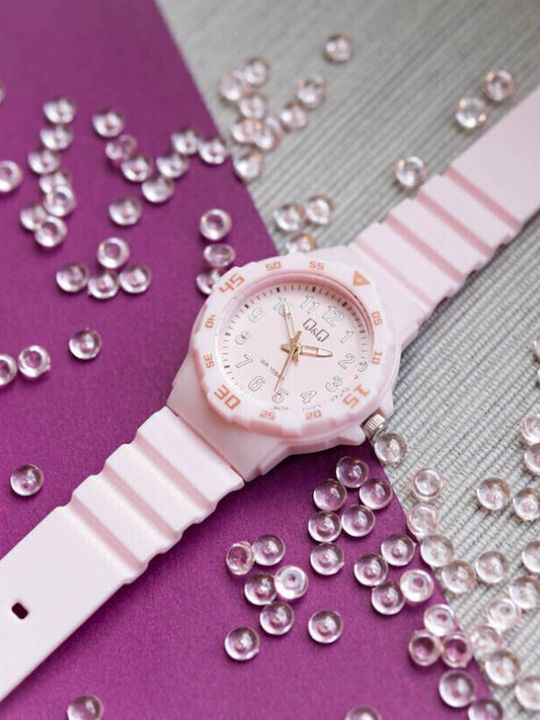 Q&Q Kids Analog Watch with Rubber/Plastic Strap Pink