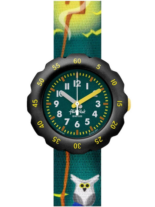 FlikFlak Kids Analog Watch with Fabric Strap Green