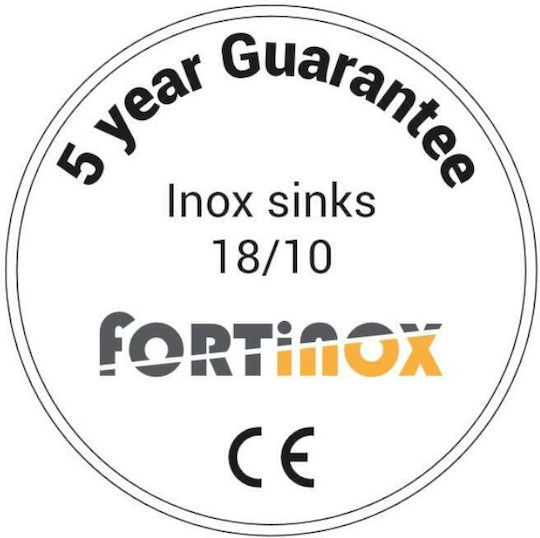 Fortinox Valley 24050 Ένθετος Νεροχύτης Inox Σατινέ Μ44.5xΠ44.5cm Ασημί