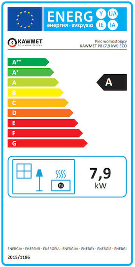 Kawmet P8 Eco Fontă Soba pe lemne 7.9kW Negru
