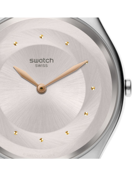 Swatch Skinsand Γυναικείο Ρολόι 38mm Μπαταρίας με Ασημί Μεταλλικό Μπρασελέ